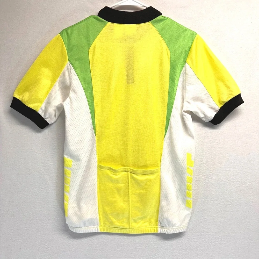 VTG Nike Cycling Jersey Mens S Neon Yellow Green 90s Quarter Zip Mesh Pockets